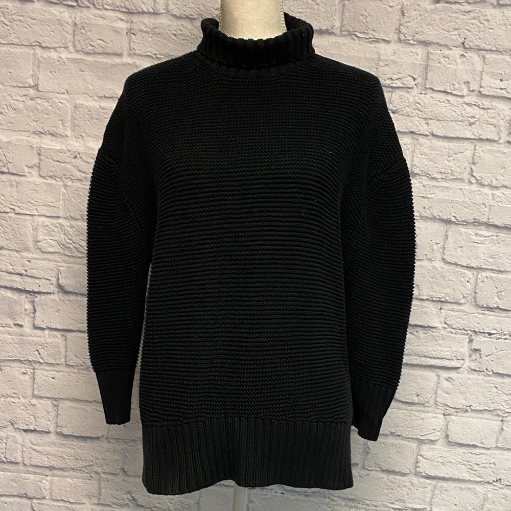 French Connection Classic Black Turtleneck 3/4 Sleeve Sweater Size Medium